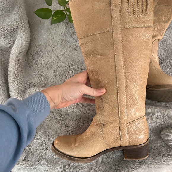 Y2K vintage camel leather knee-high western campus style boots size 6.5 - Picture 8 of 12